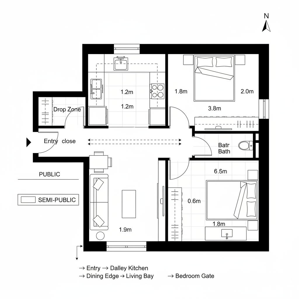 Cramped Layout? 1 Bedroom Kitchen Hall Floor Plan Fix