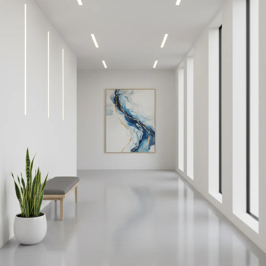 clean polished linoleum floor in modern home interior