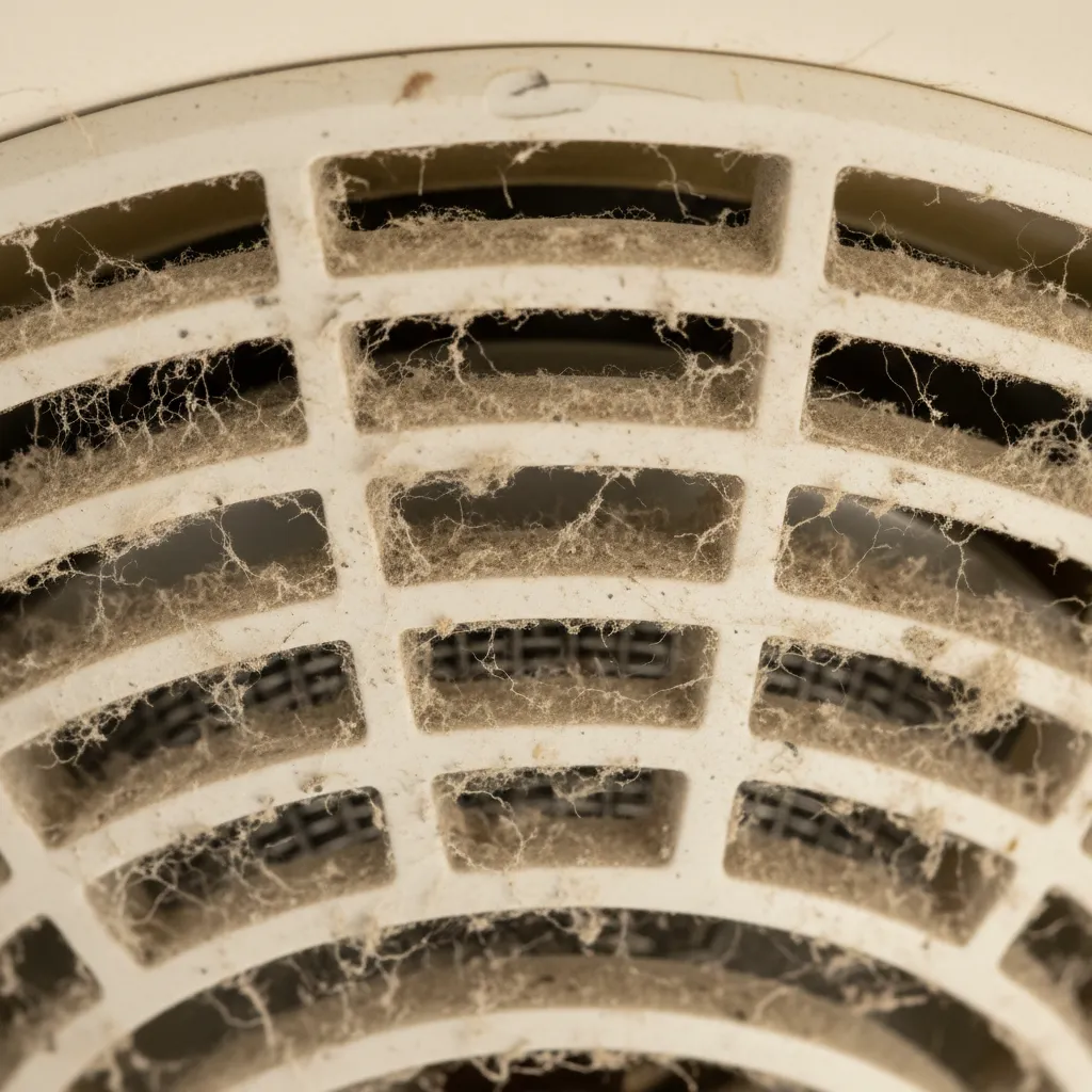 close up of heat detector sensor vents with lint buildup