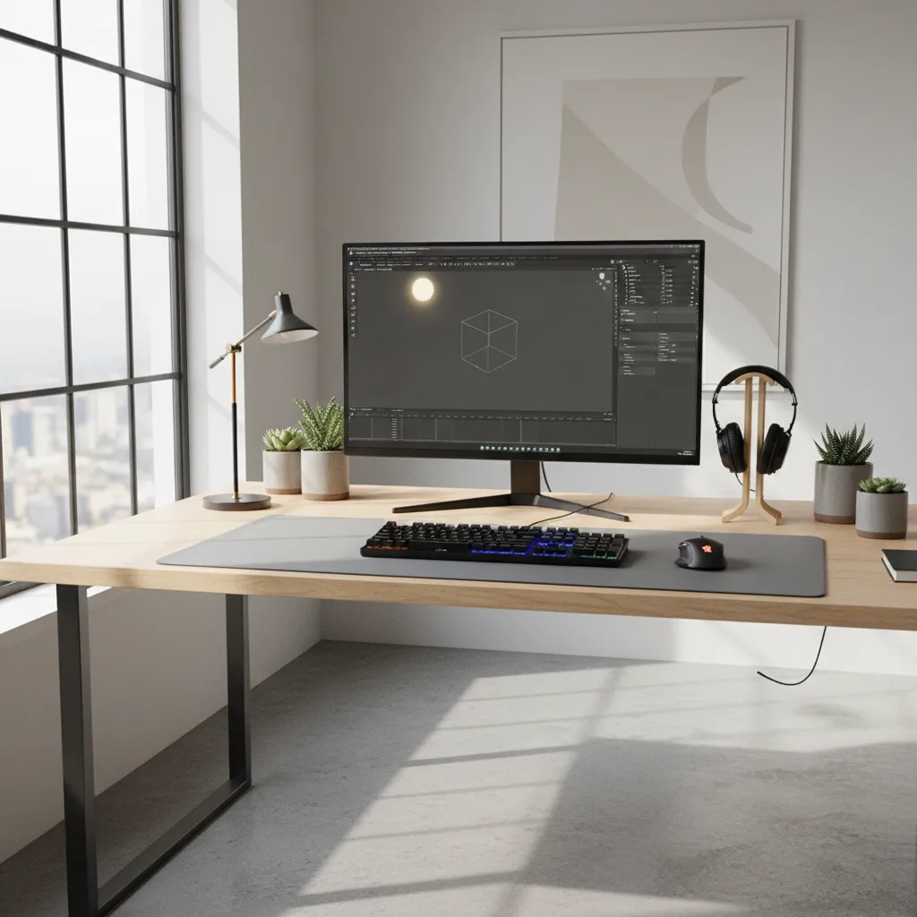 Blender running on a Linux desktop environment showing a simple 3D scene