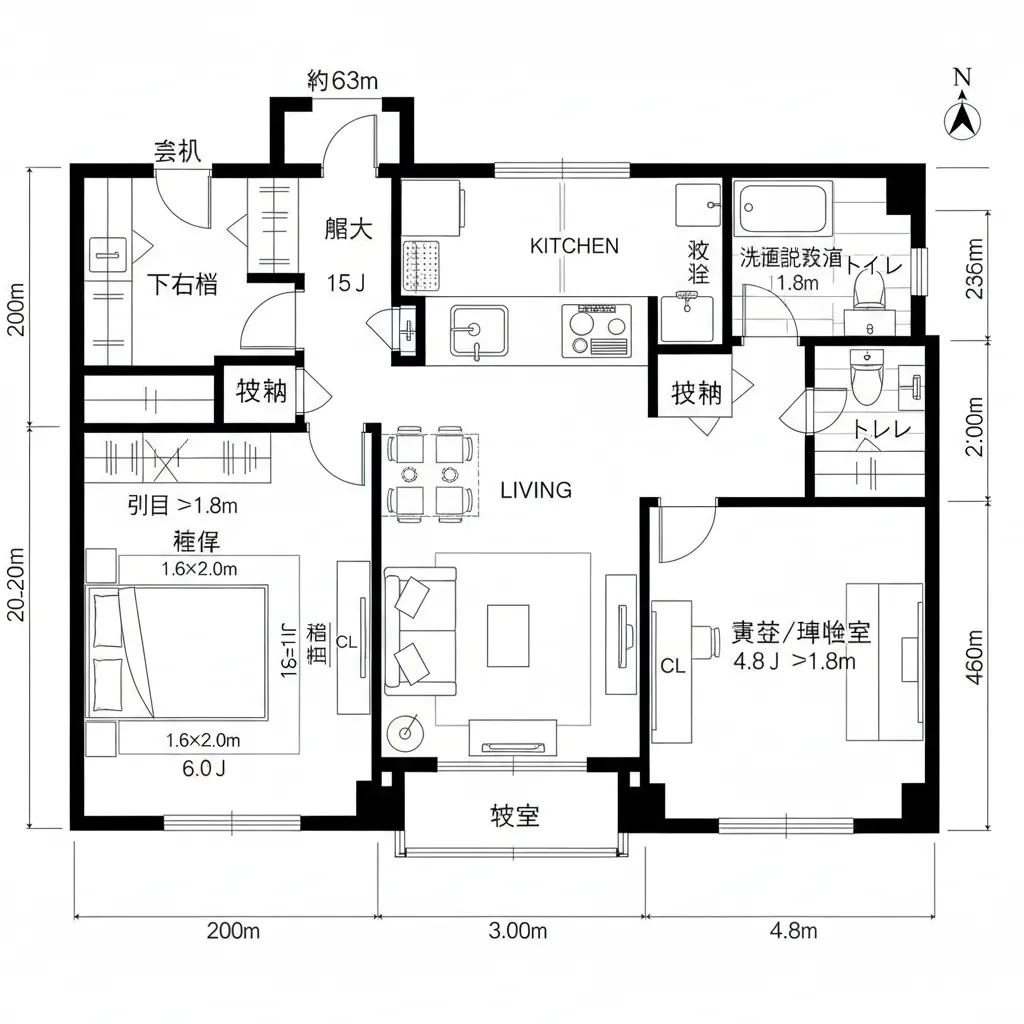 リビング中心の分岐型