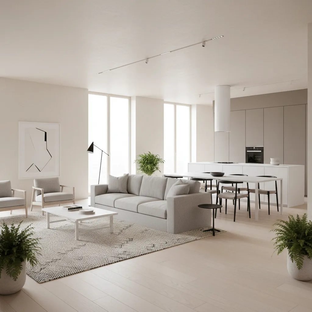 Improved living dining room layout with clear circulation path