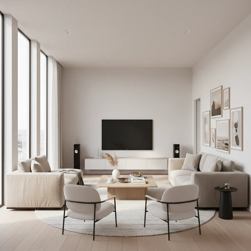 realistic 3D living room visualization showing furniture and decor planning