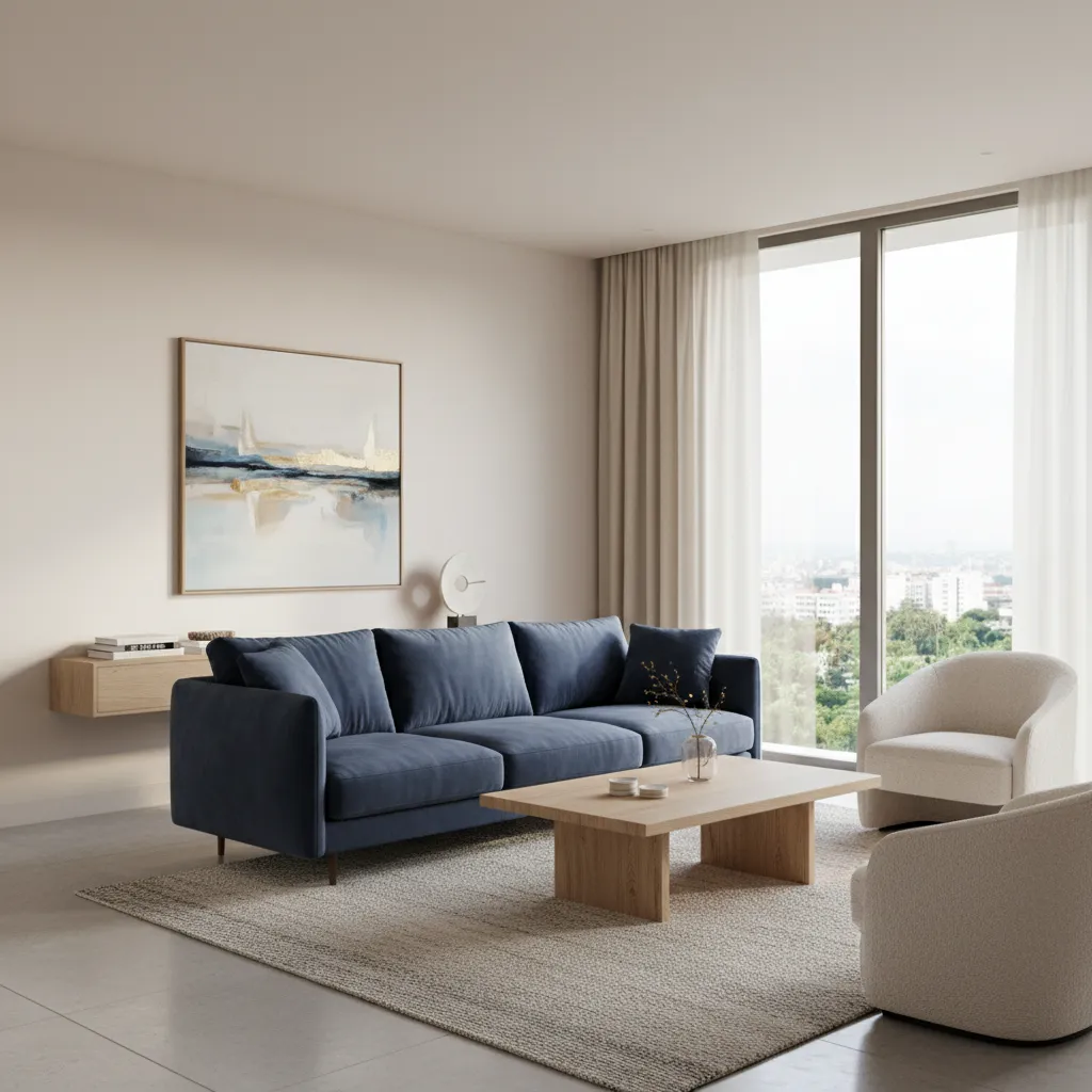 Living Room Design Ideas With Blue Sofa