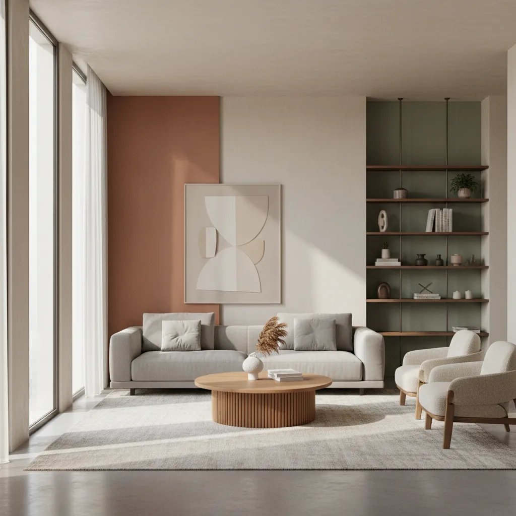 Living room interior showing natural lighting impact on wall colors