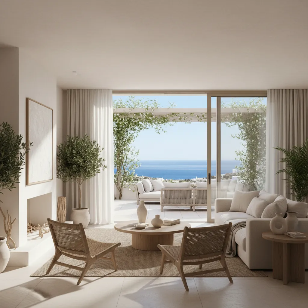 Salón de apartamento en Dénia con distribución optimizada hacia la terraza