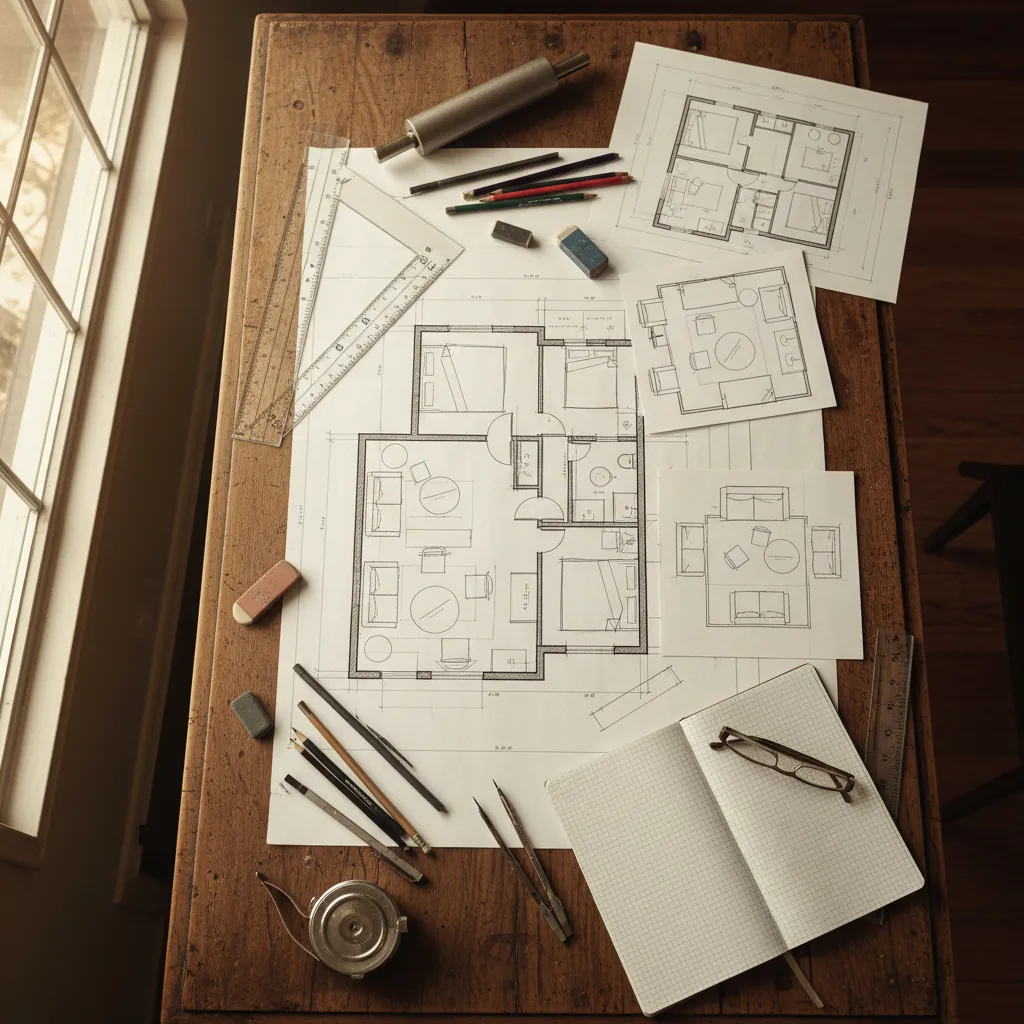 Planificación de distribución de muebles en un plano de salón