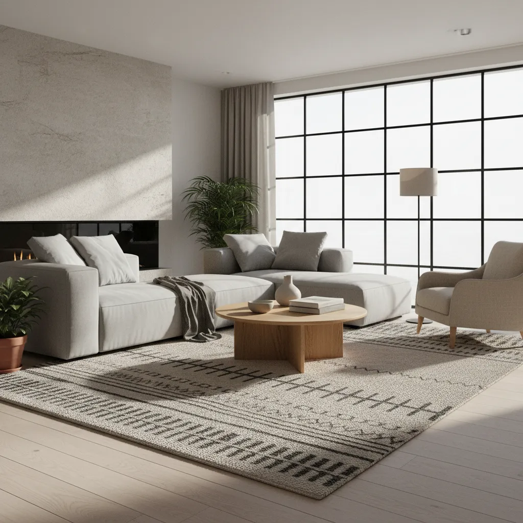 Visualización digital de un salón moderno diseñado con software de interiores