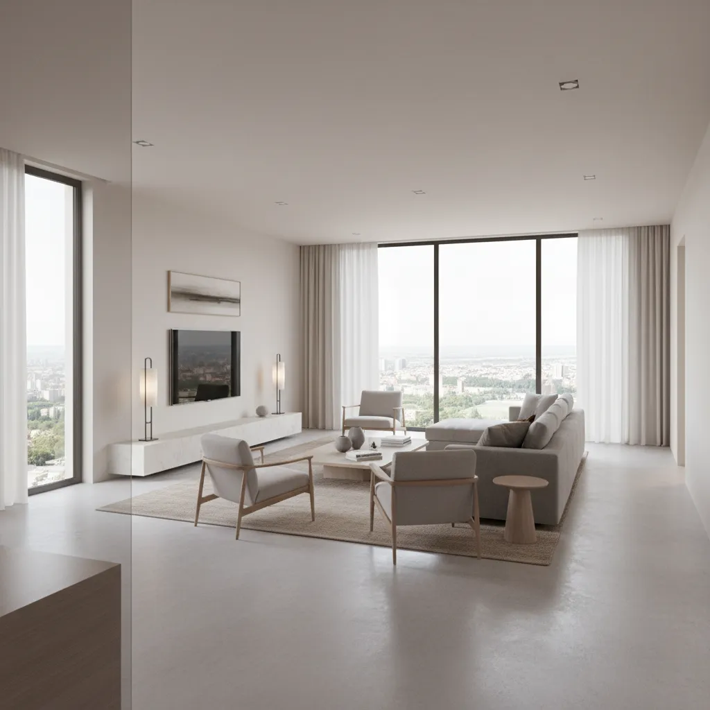 living room layout with clear walking paths and balanced seating arrangement