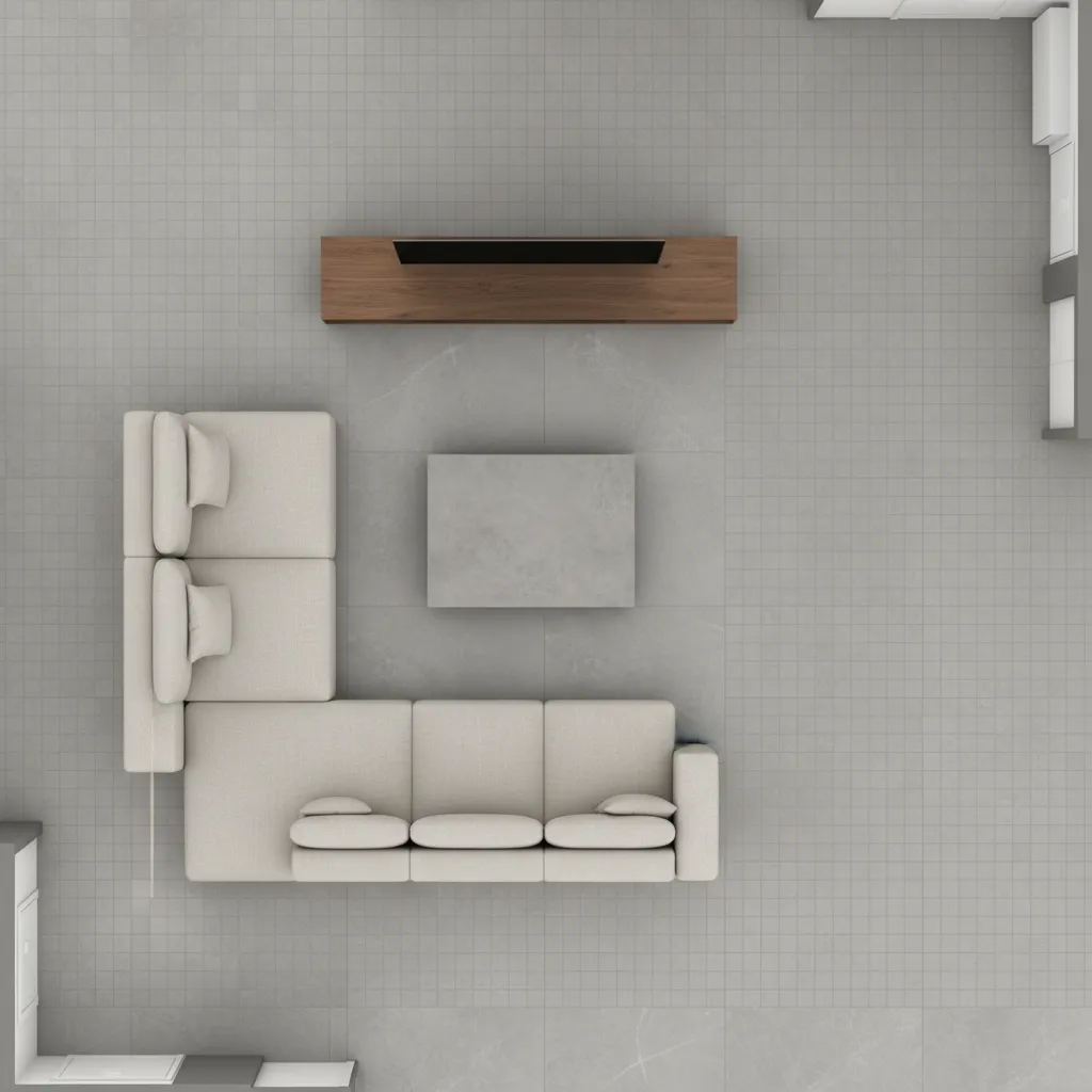 top view living room layout diagram showing furniture arrangement in a floor plan creator