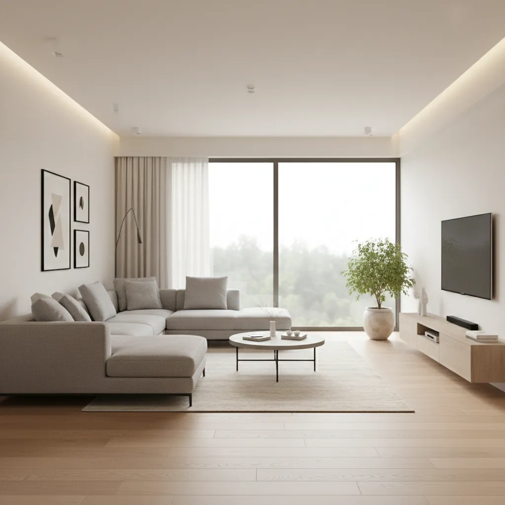 Modern living room layout designed from a digital floor plan