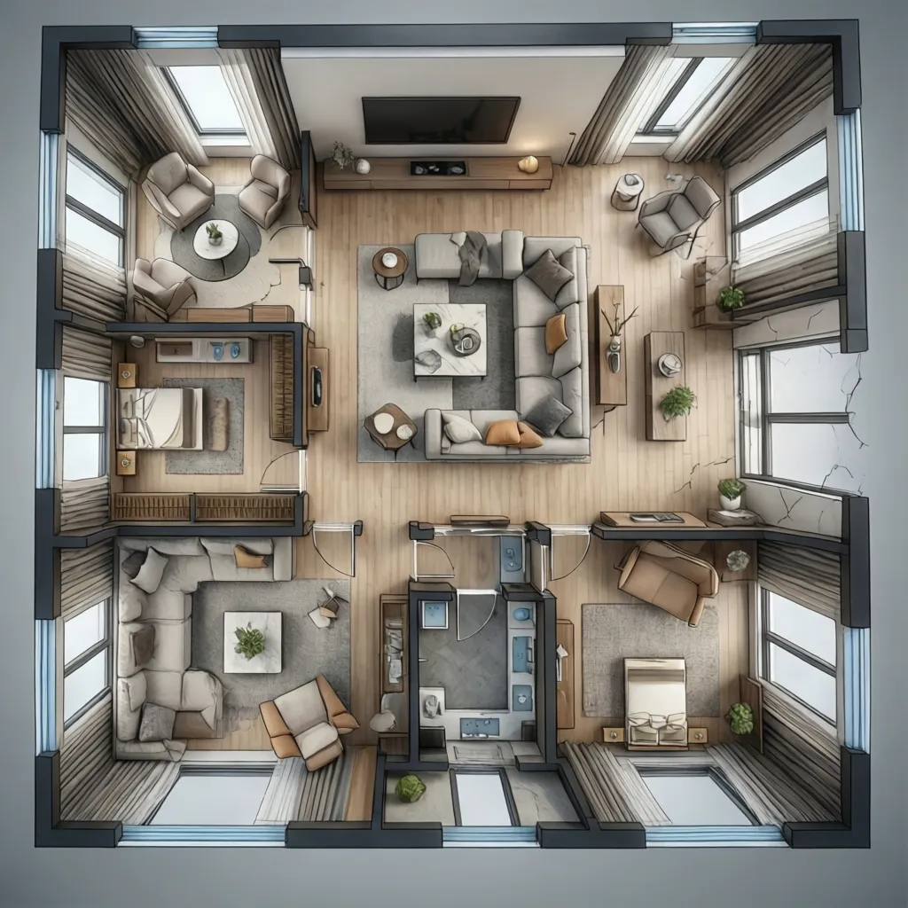 Simple living room floor plan used for flooring cost calculation