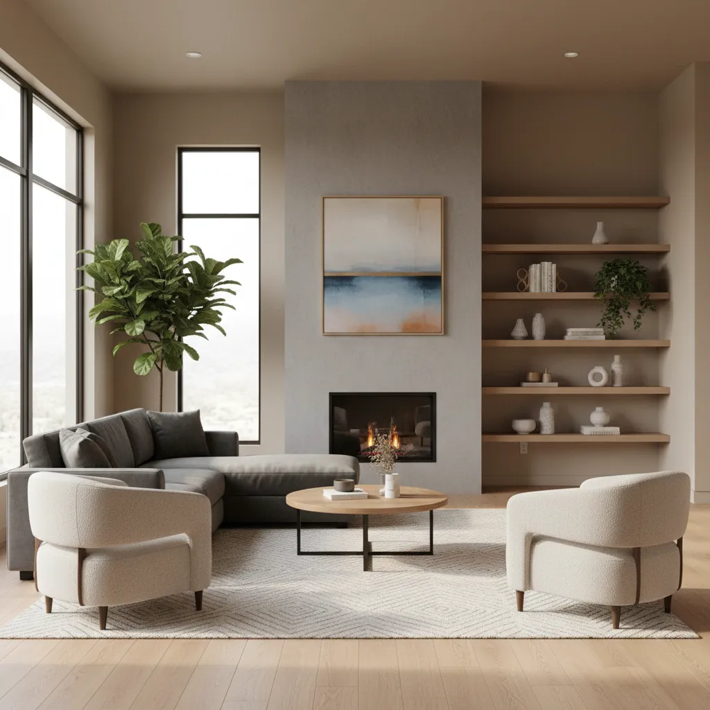 living room seating oriented toward fireplace focal point