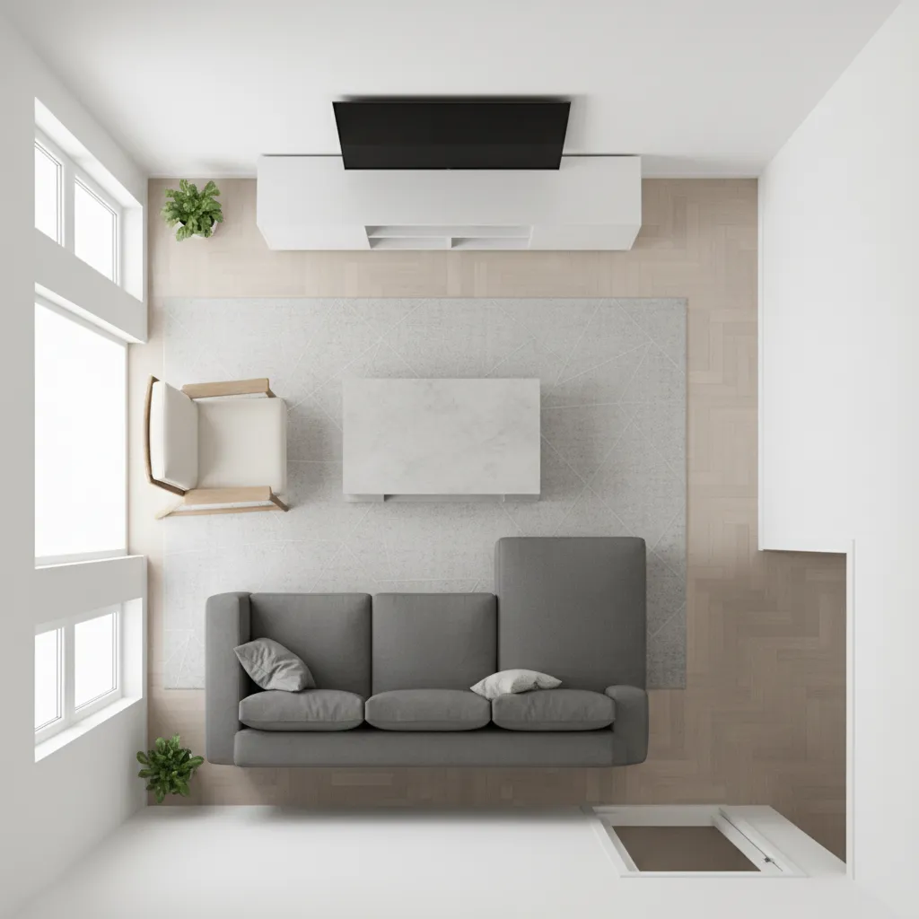 living room furniture layout with sofa chair coffee table arrangement