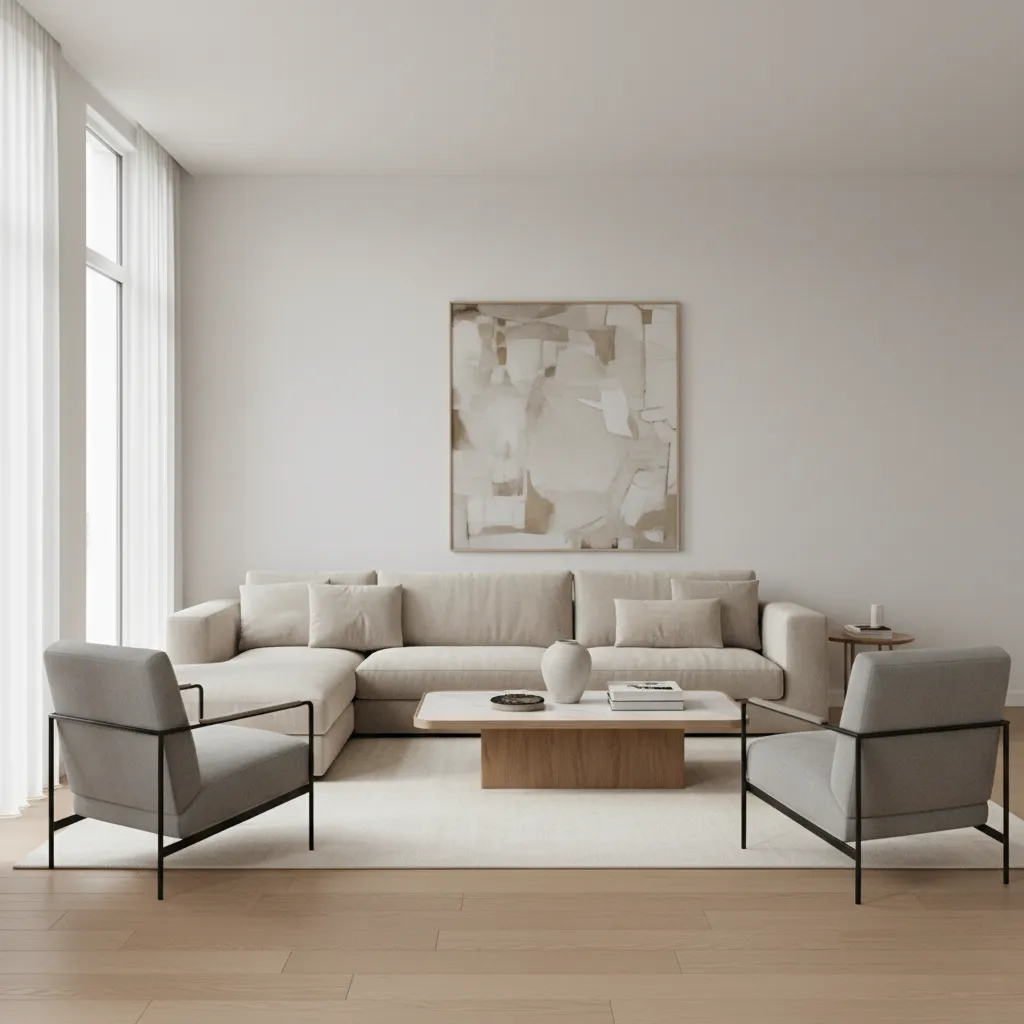 living room example showing proper spacing between sofa coffee table and chairs