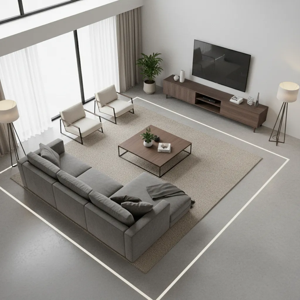 living room furniture spacing example between sofa coffee table and chairs
