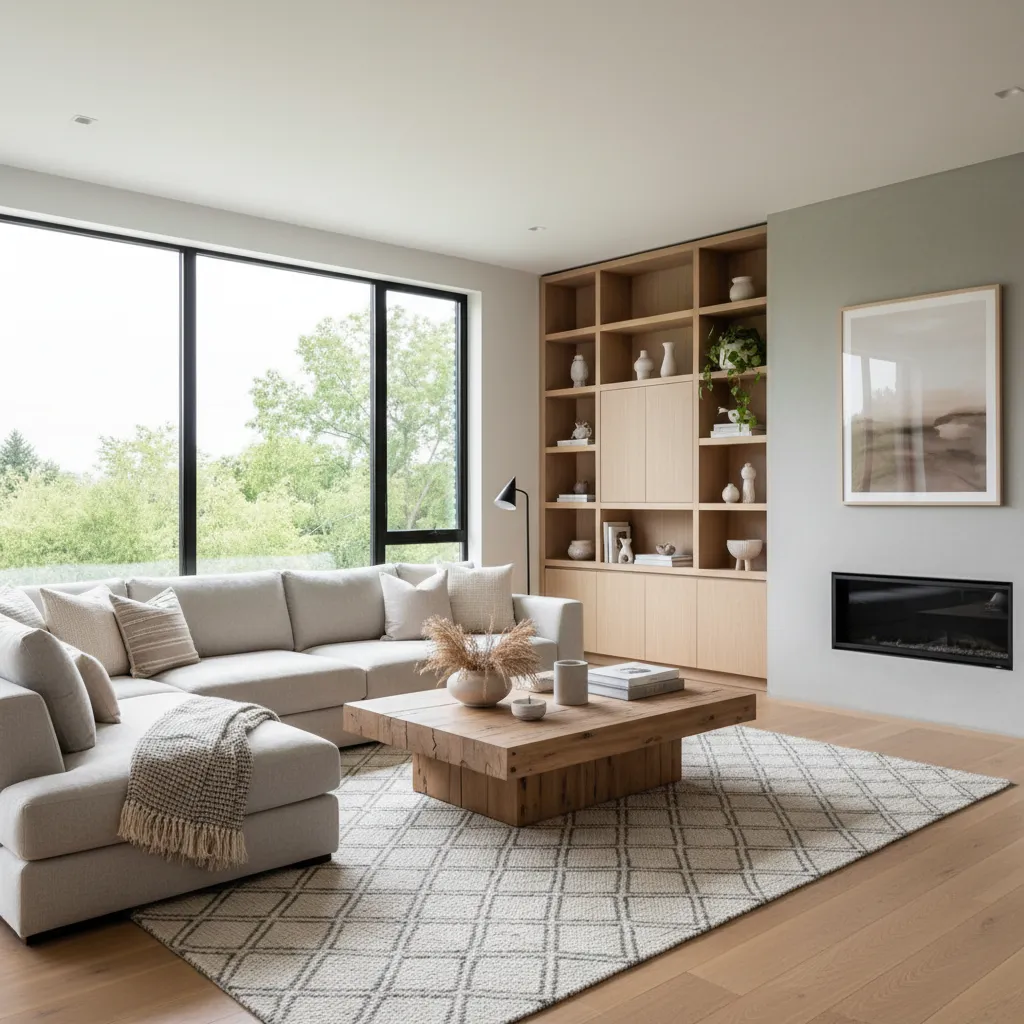 Sala de estar moderna diseñada por interiorista