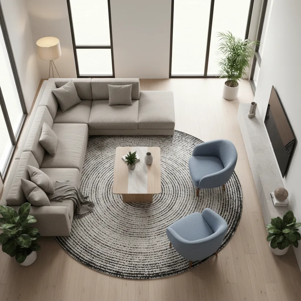 Ejemplo de distribución de salón en diseño de casas