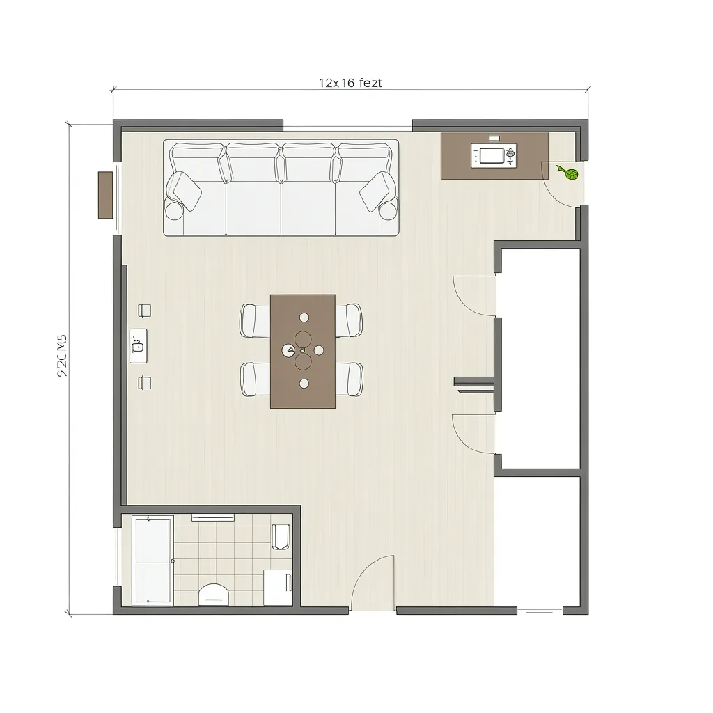 top view floor plan of 12x16 living room furniture layout diagram
