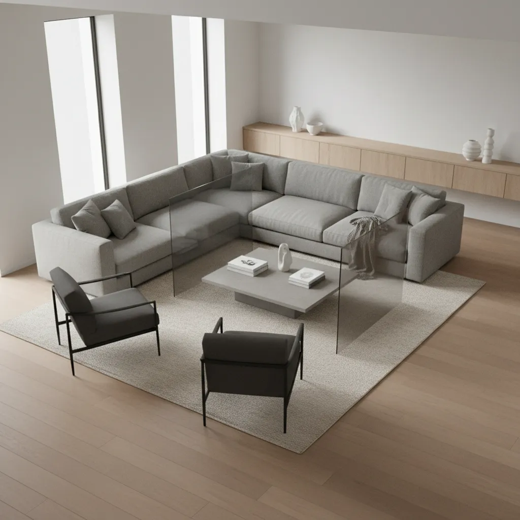 Living room layout where furniture blocks the walking path