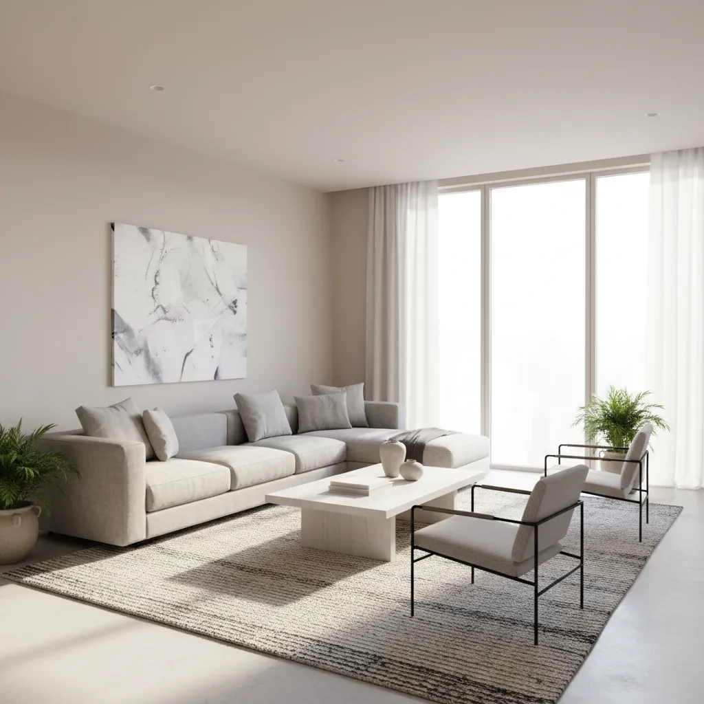 salón moderno mostrando distribución correcta de muebles y zonas de circulación