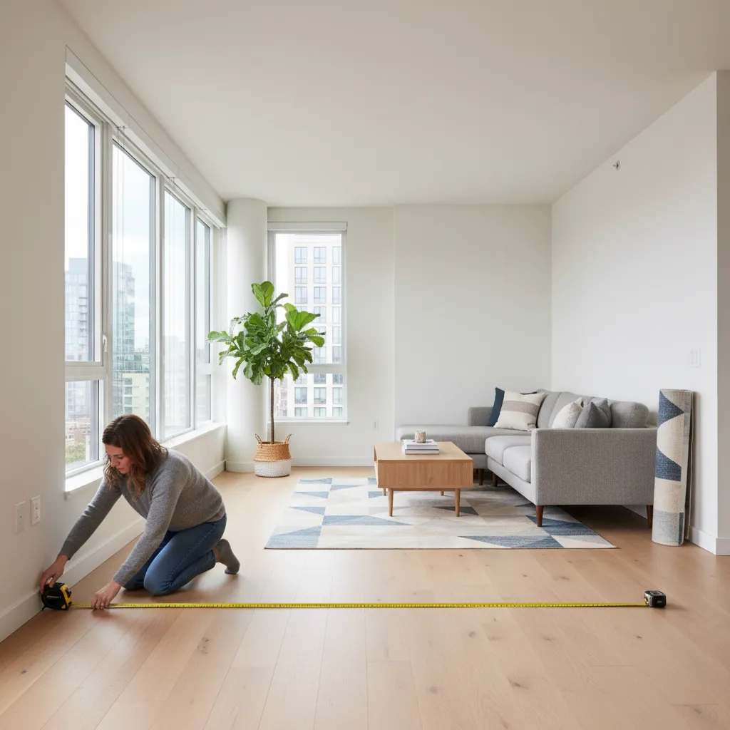 Measuring a living room before creating a digital layout plan