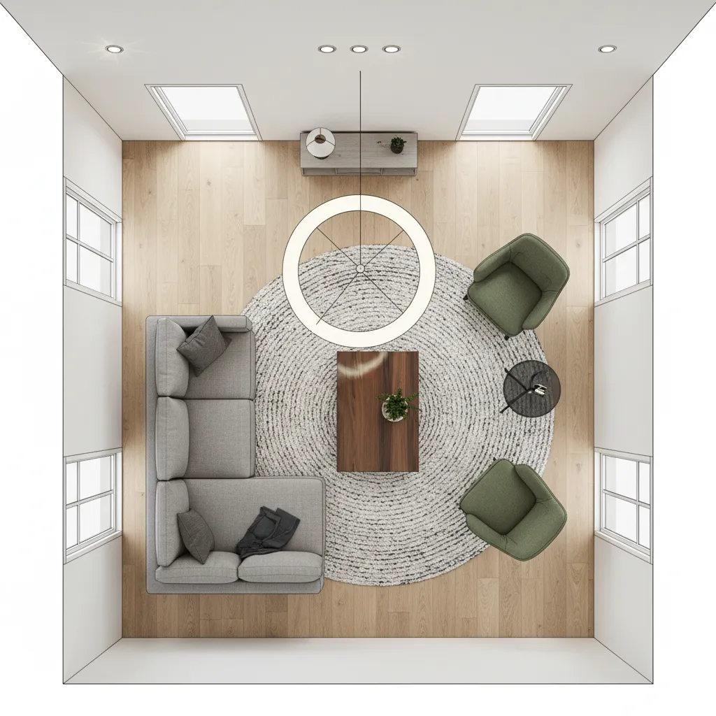 Distribución de muebles en plano de salón