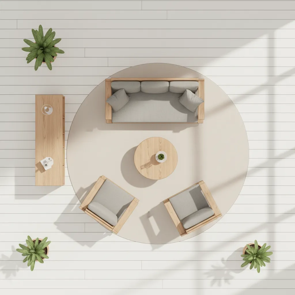 Plano de distribución de salón con colocación de muebles