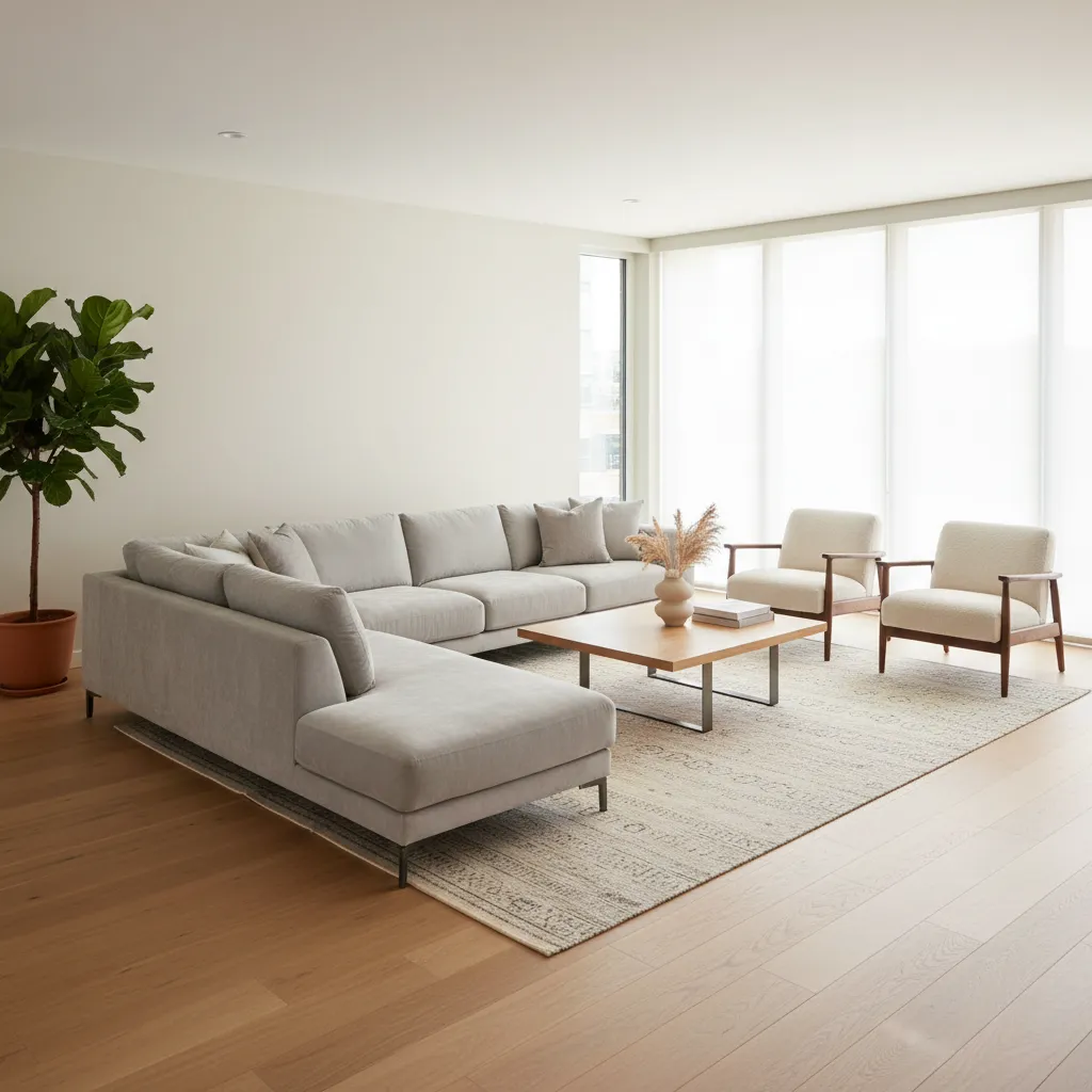 well planned living room layout with sofa chairs and clear walking paths
