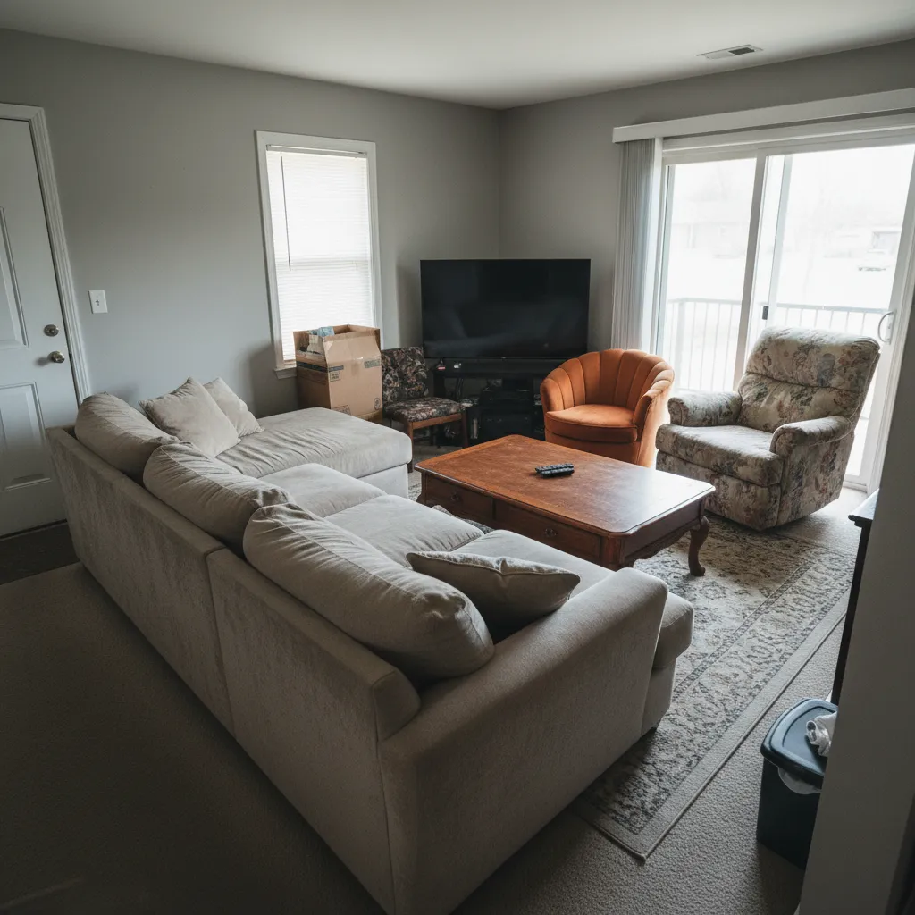 Ejemplo de mala distribución de muebles en un salón