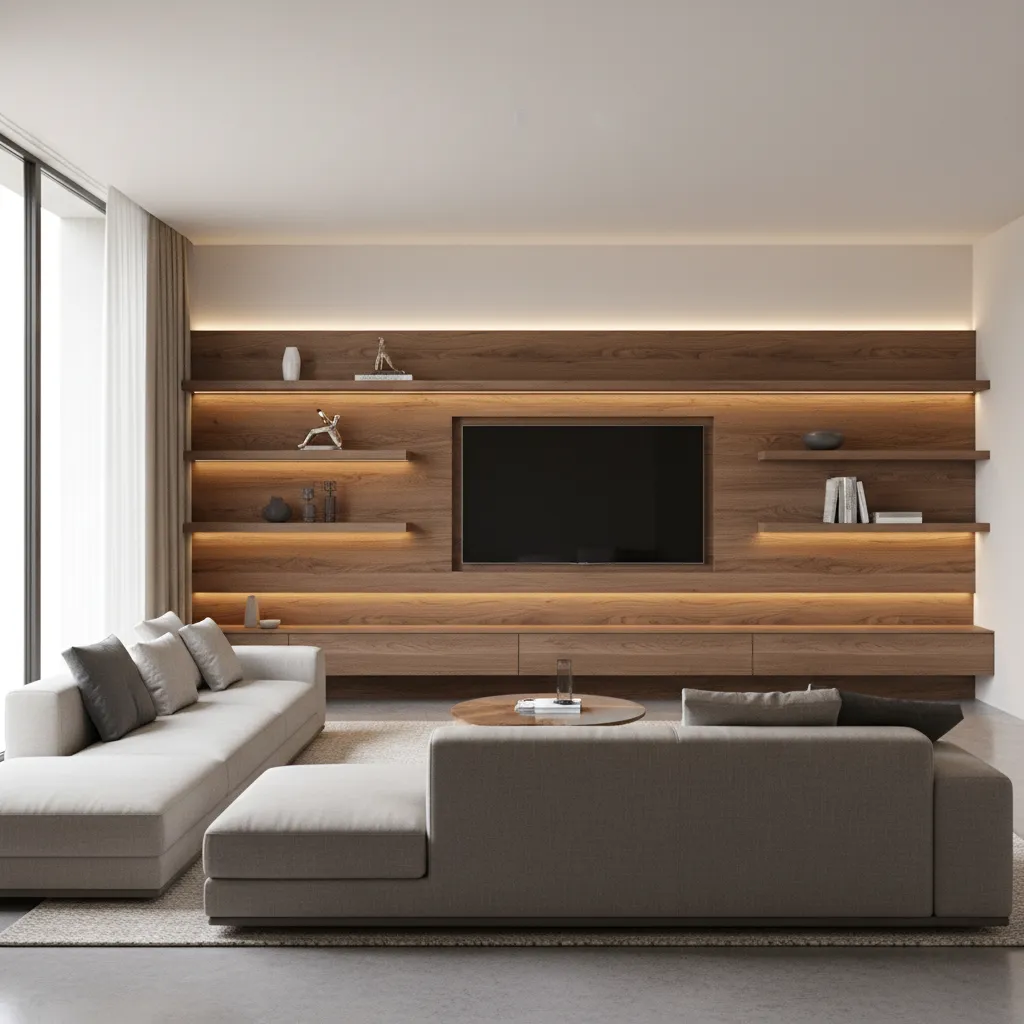 Showcase Designs for Living Room with LCD