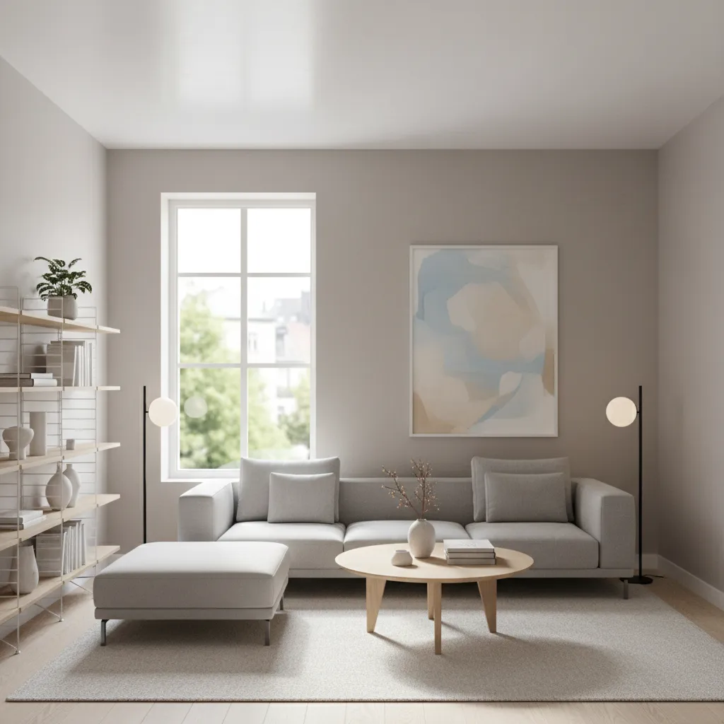 Small living room with lighter ceiling paint creating visual height