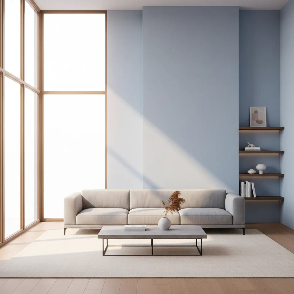 Living room showing natural light affecting wall paint color