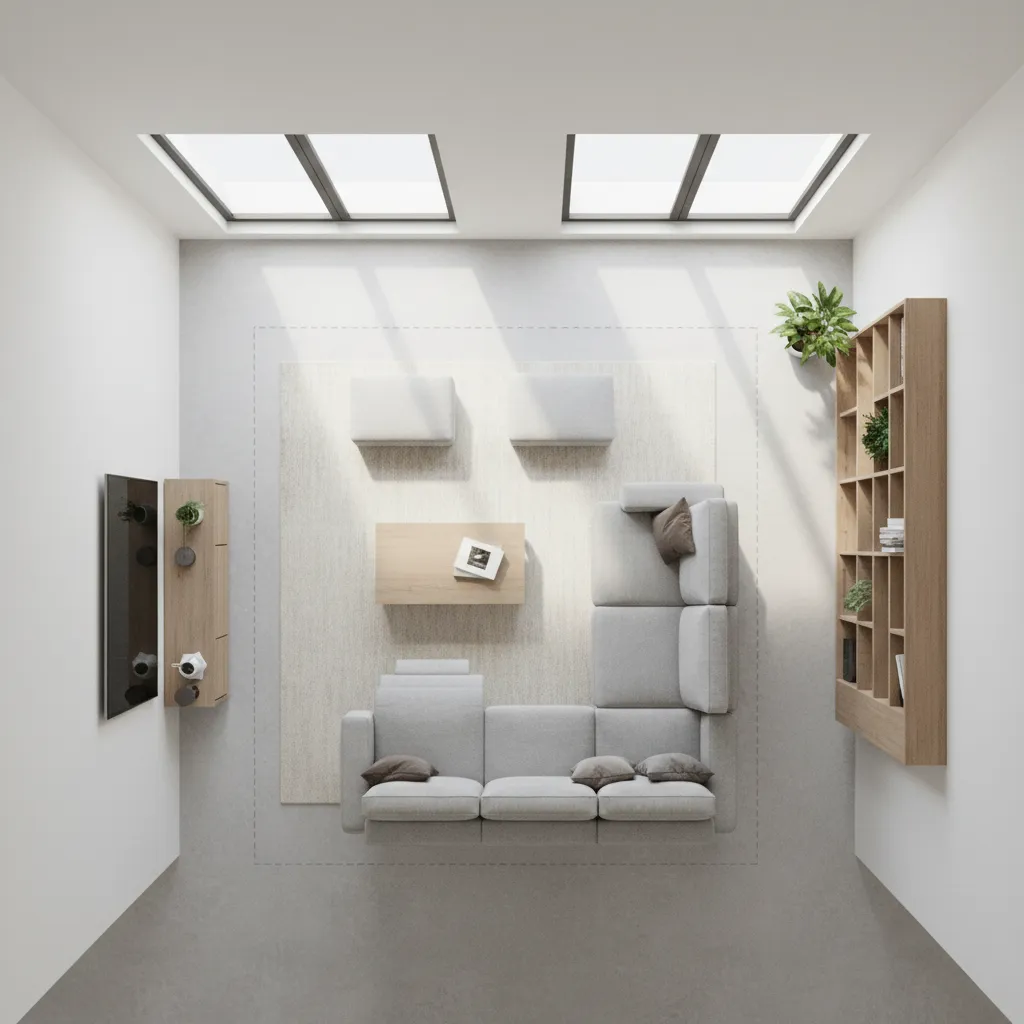 diagram showing clearance space required for reclining sofa