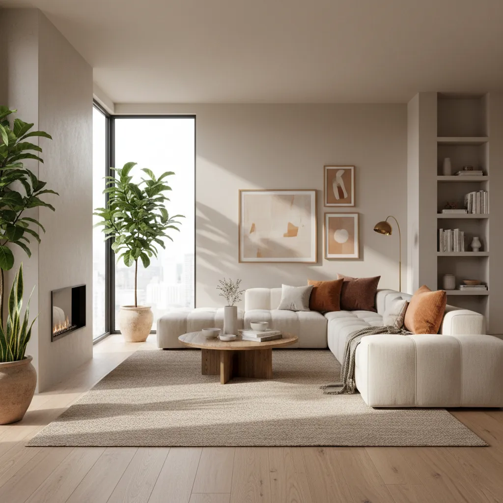 Salón con sofá cerca de una ventana aprovechando la luz natural