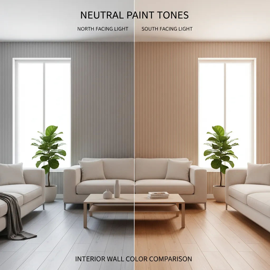 Comparison of neutral wall colours under different natural lighting directions