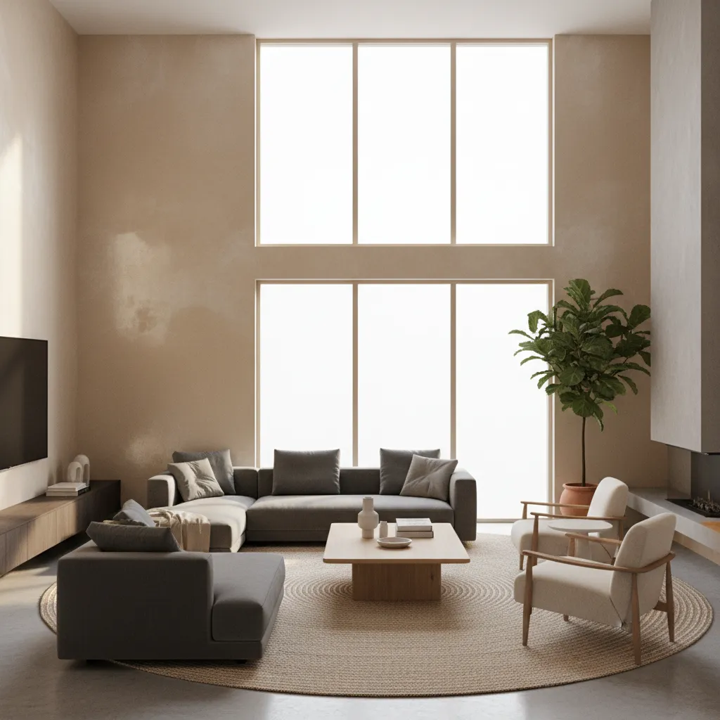 Living room wall showing how lighting affects paint finish appearance