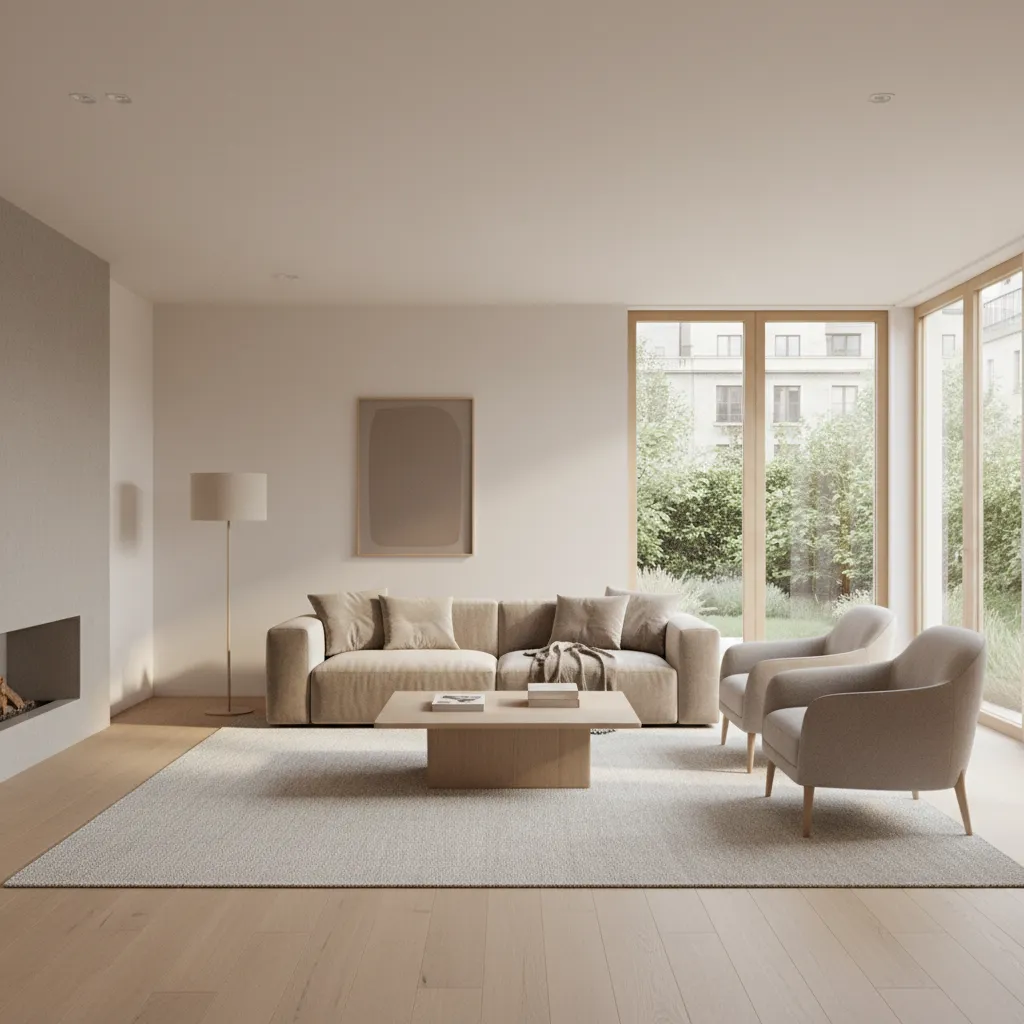 living room seating area with rug defining conversation zone