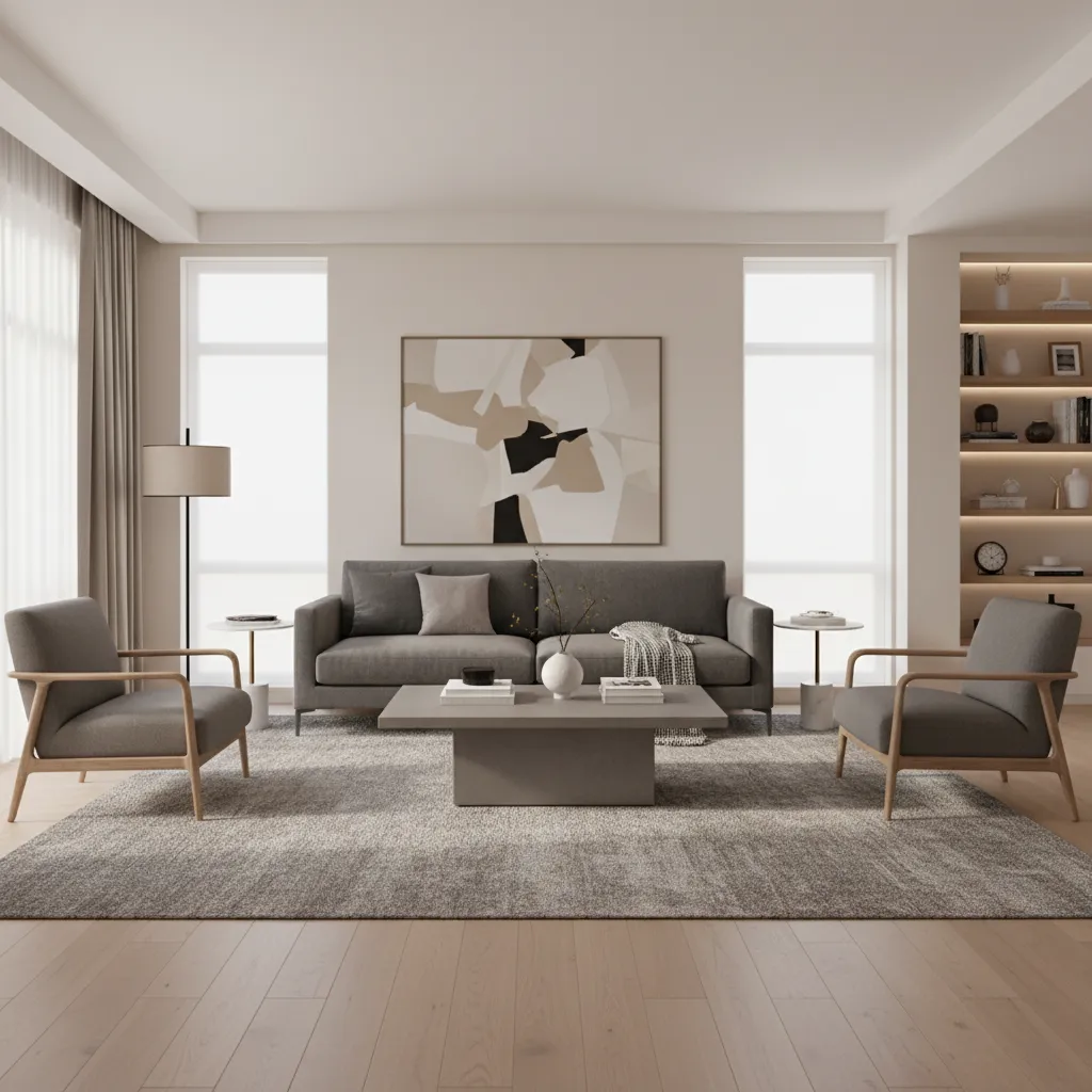 large area rug under sofa and chairs in a living room seating area