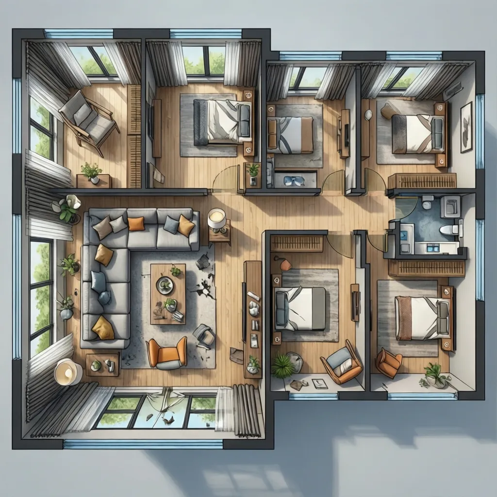 living room size comparison between 3 bedroom and 4 bedroom house layout