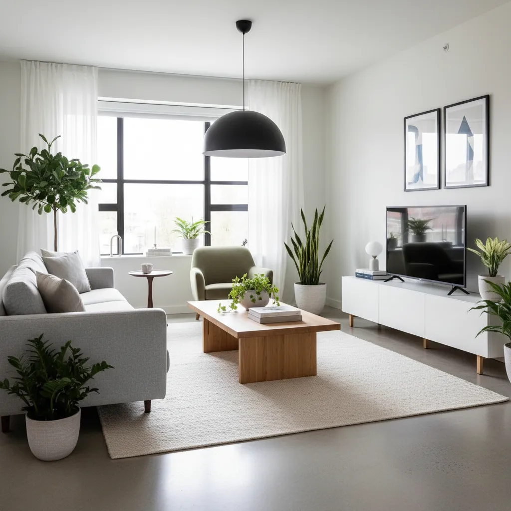 Distribución correcta de muebles en una sala moderna