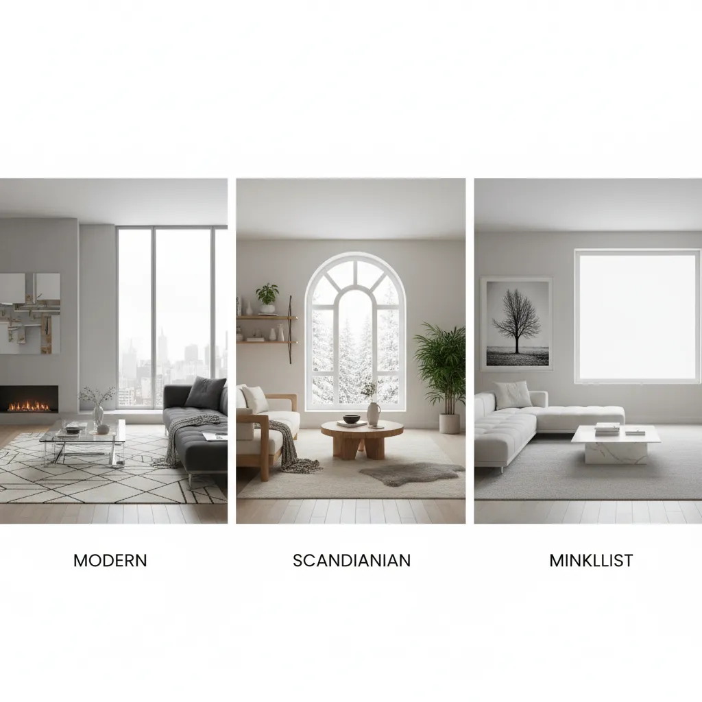 Comparación de diferentes estilos de salón en diseño virtual