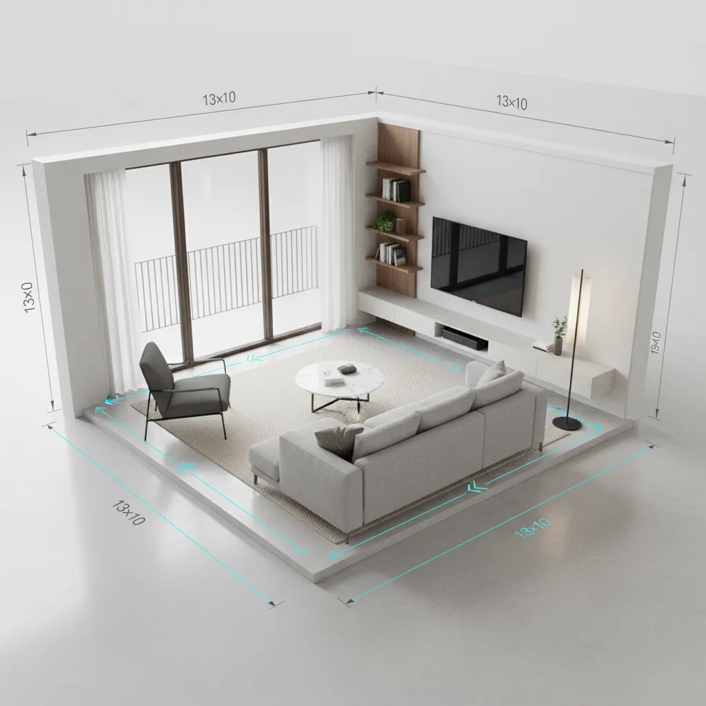 small living room layout showing clear traffic flow paths between furniture