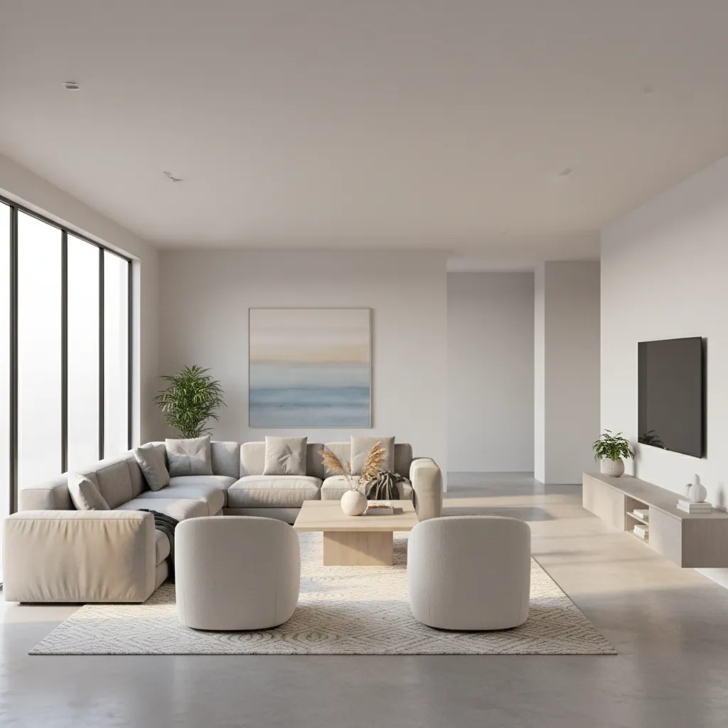 Clear walking path improving traffic flow in rectangular living room