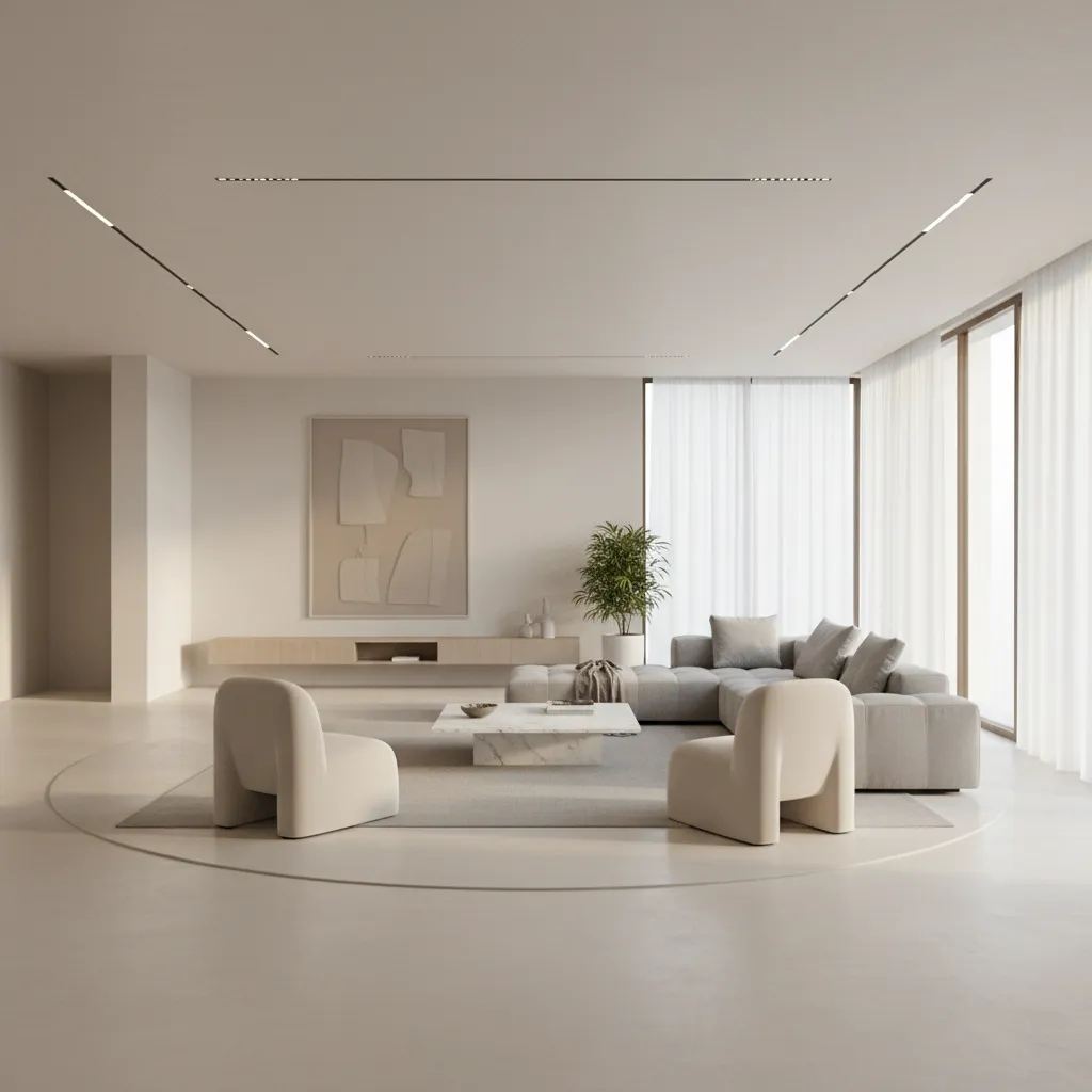 living room with clear walking paths and balanced furniture spacing