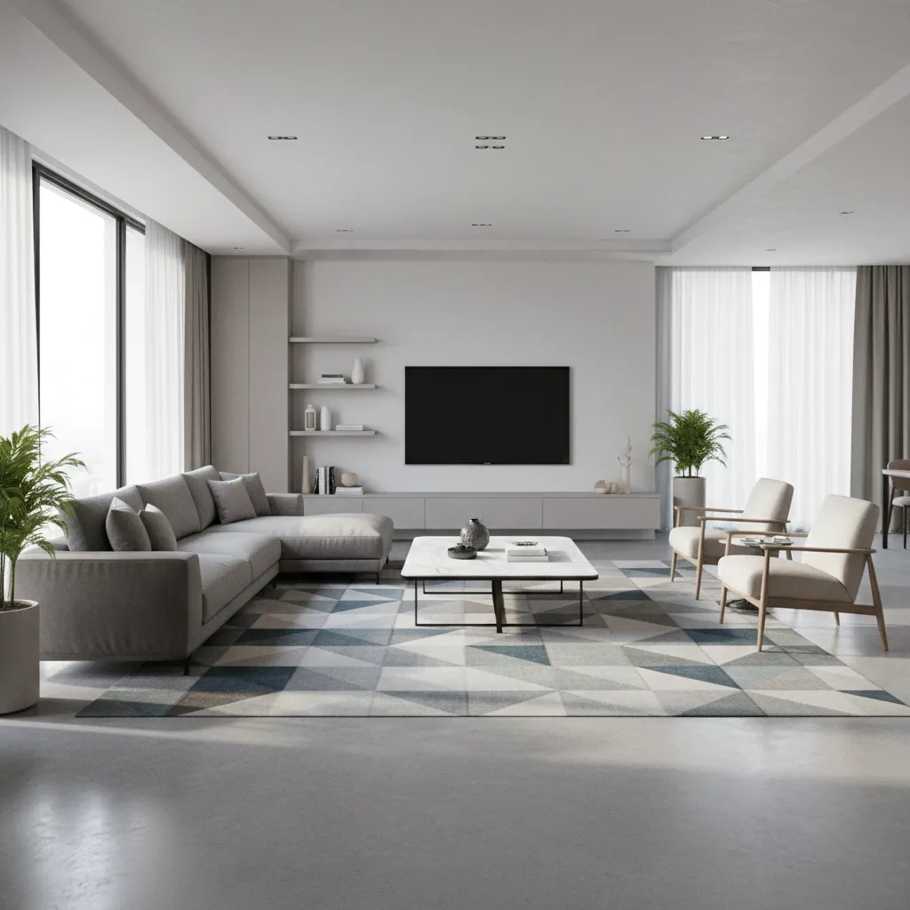 living room furniture arranged to maintain clear walking paths