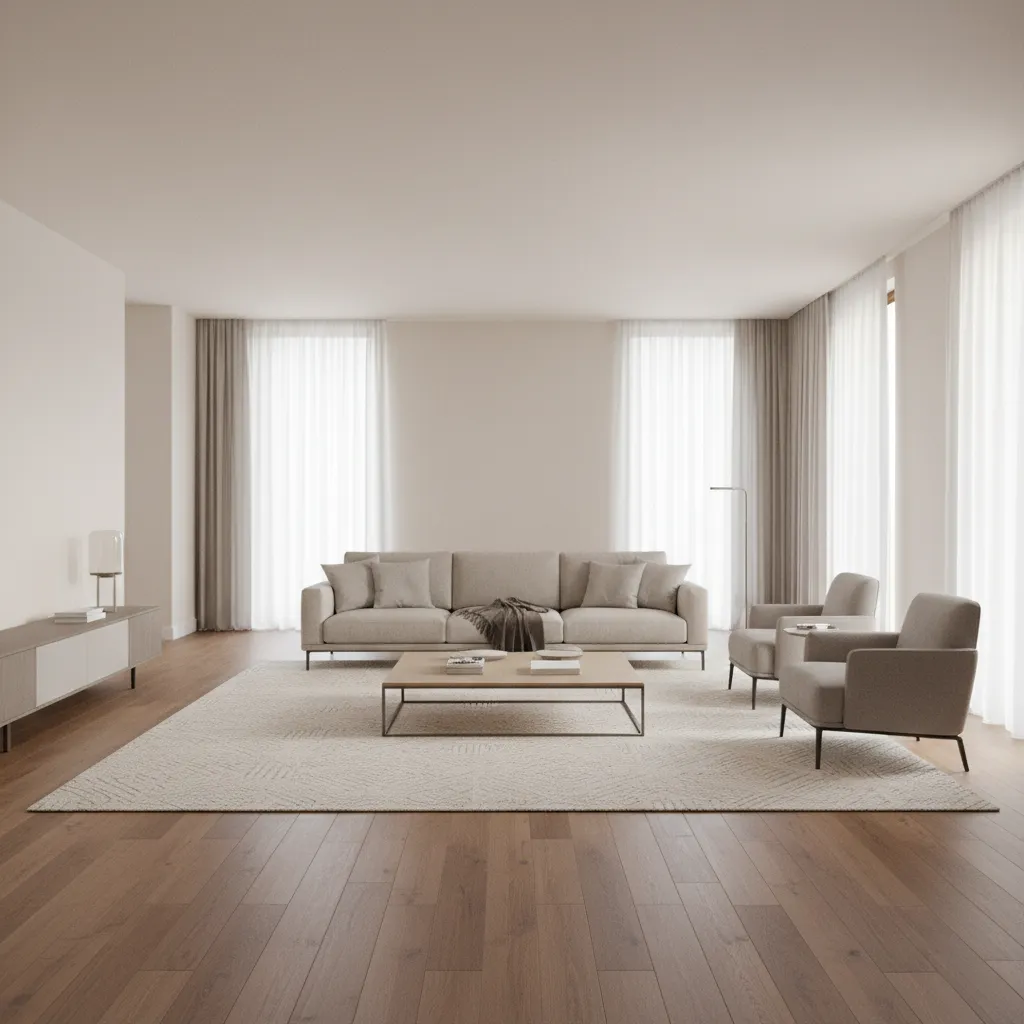 living room furniture arranged to allow clear walking paths