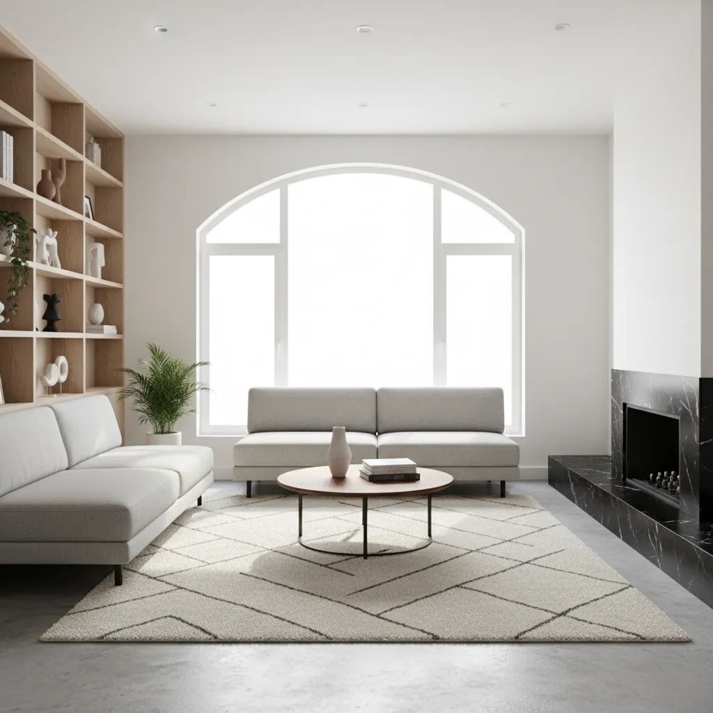 Small living room layout showing clear walking path between sofas