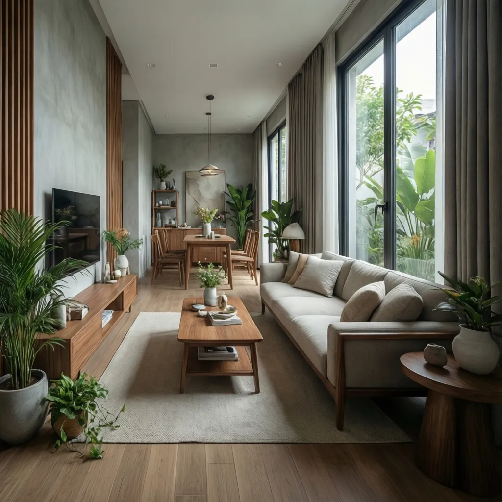 Mẫu thiết kế phòng khách nhà ống đẹp và tối ưu diện tích