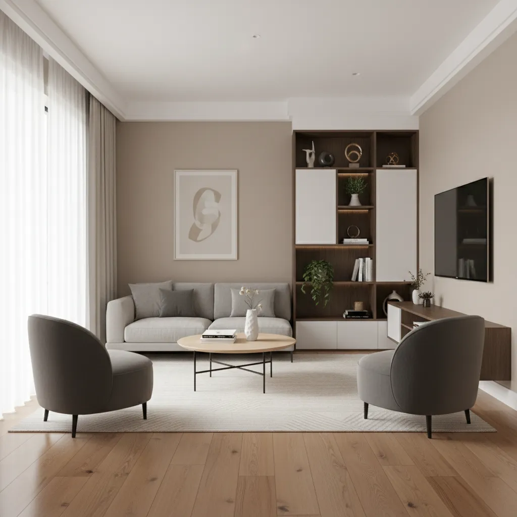 living room layout showing clear walkway between seating and tv wall